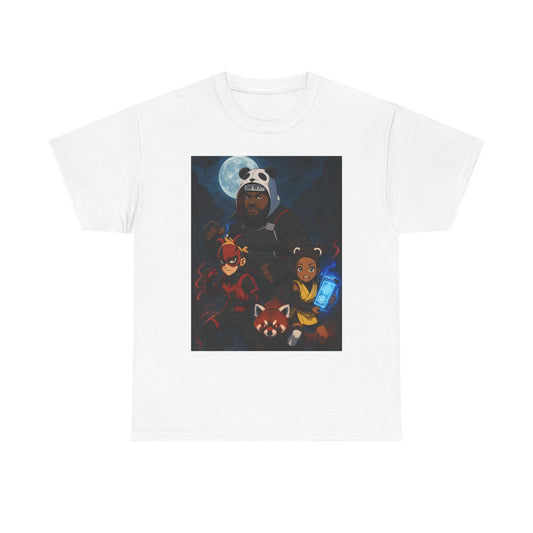 Panda Mask Night Squad T-Shirt — Cute Cartoon Animal Heroes Tee