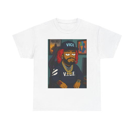 Vice Portrait T‑Shirt — Cartoon Streetwear Tee with 'V.I.C.E.' Design