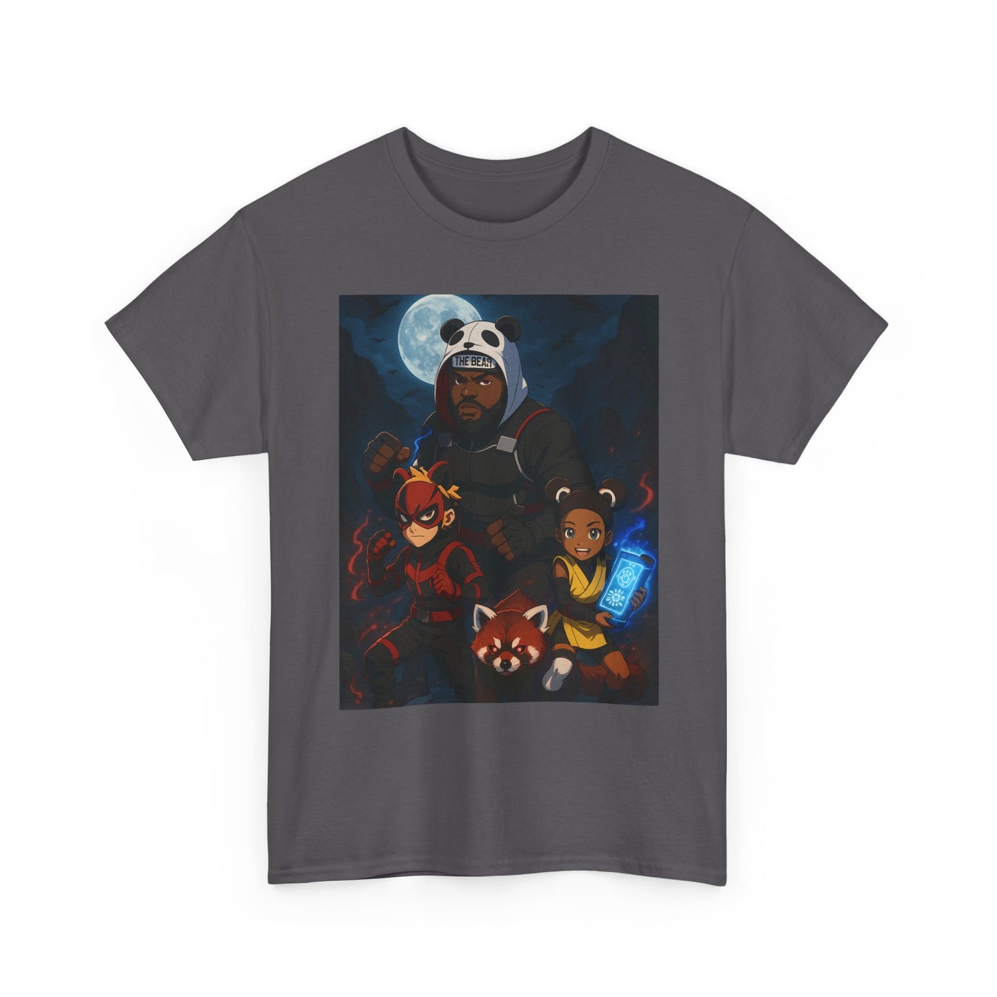 Panda Mask Night Squad T-Shirt — Cute Cartoon Animal Heroes Tee