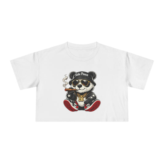 Panda Streetwear Crop Tee — 'Side Piece' Retro Cool Graphic