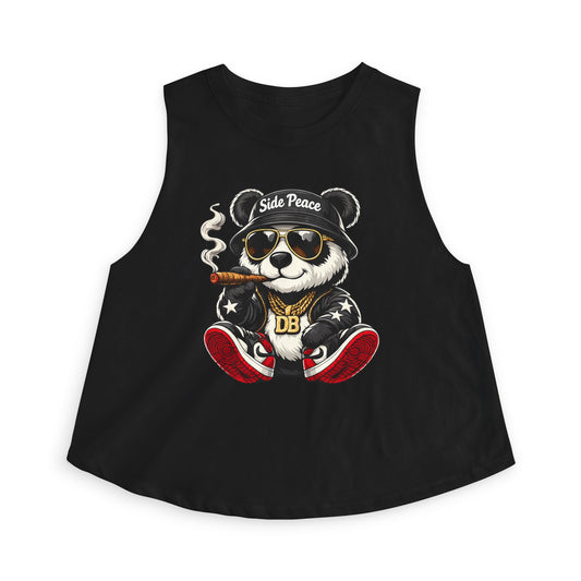 Panda Vibes Crop Top — 'Side Peace' Graphic Women's Tank