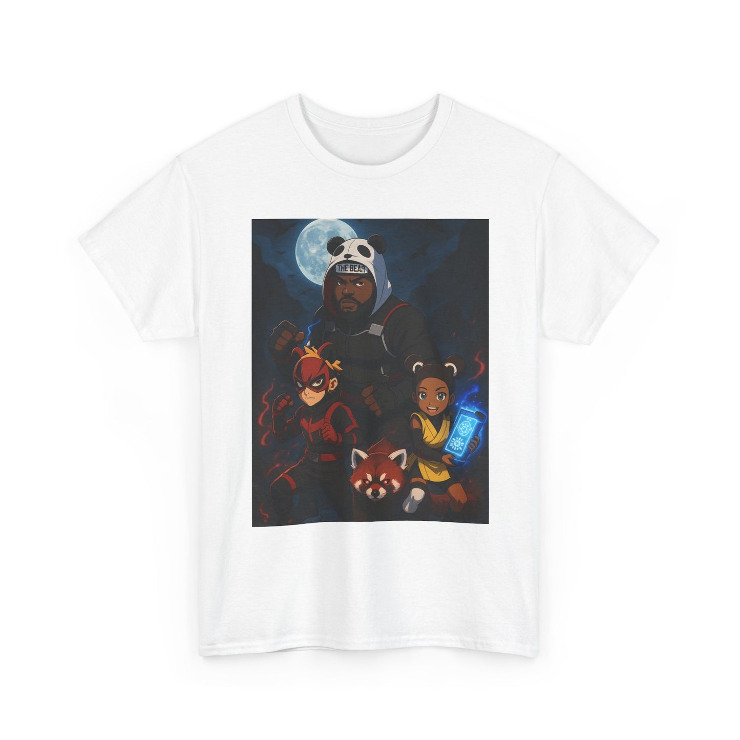 Panda Mask Night Squad T-Shirt — Cute Cartoon Animal Heroes Tee
