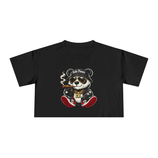 Panda Streetwear Crop Tee — 'Side Piece' Retro Cool Graphic