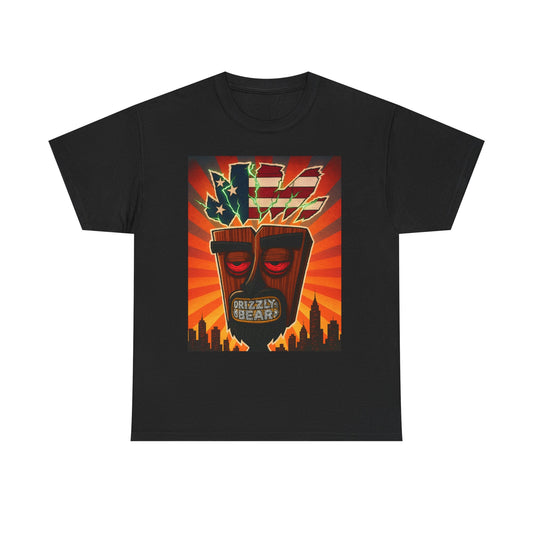T-Shirt — Retro Drizzy Bear Graphic Tee with American Flag Lightning